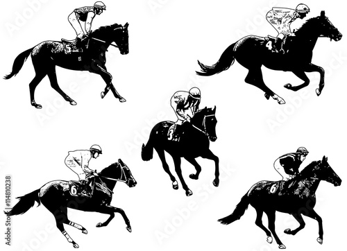 racing horses and jockeys illustration 2