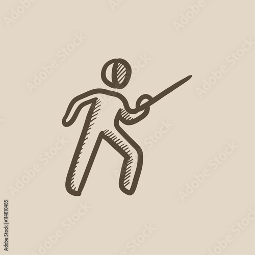 Fencing sketch icon.