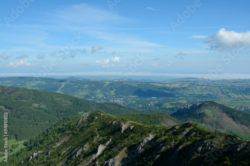 View towards Zakopane from trail to Gasienicowa valley.