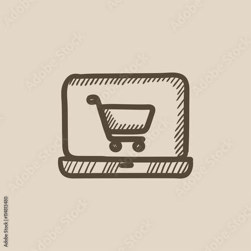 Online shopping sketch icon. 