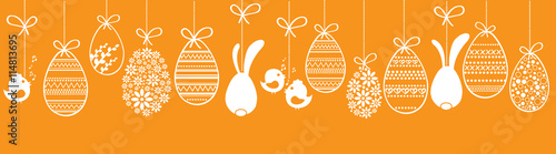 Happy Easter card, wishes, garland