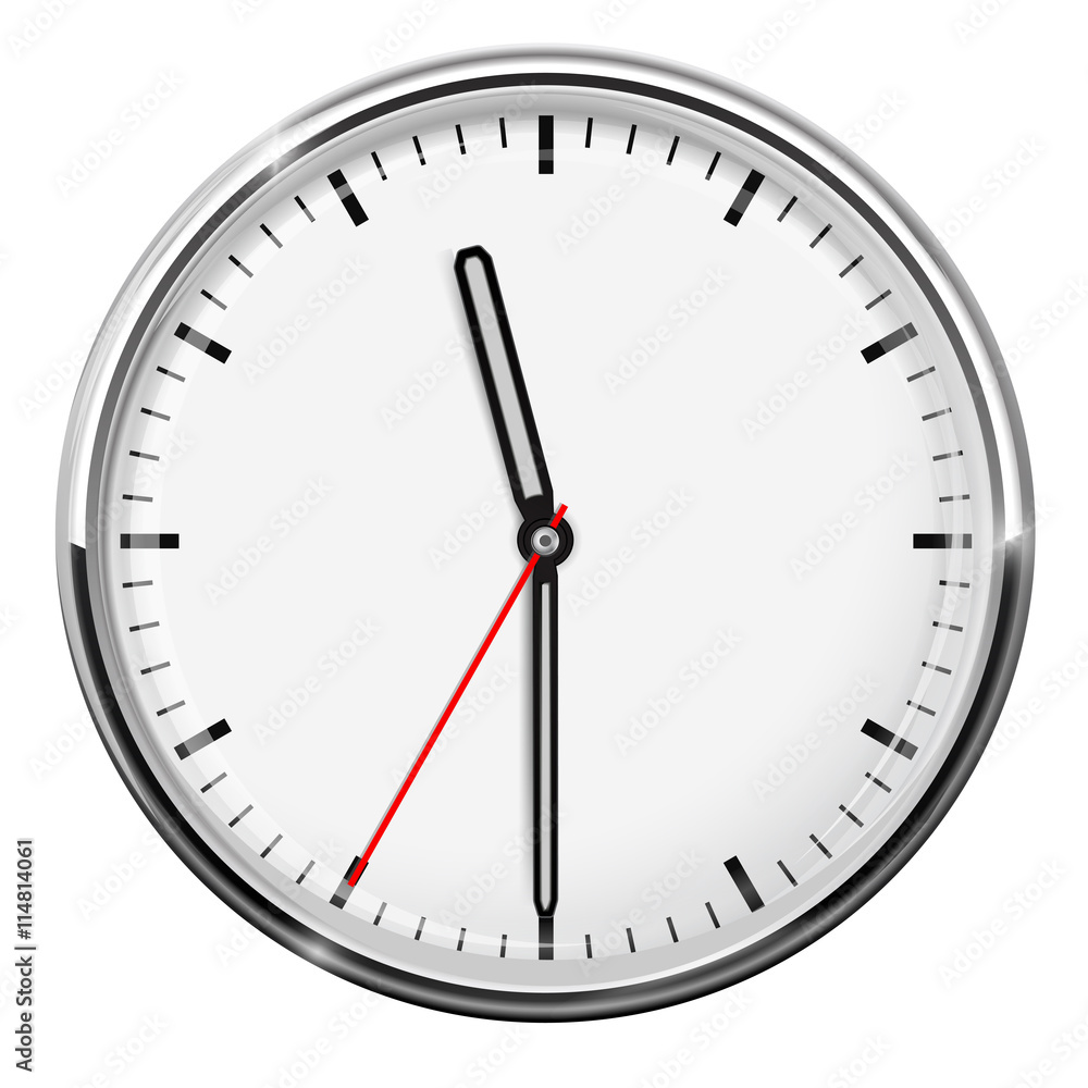 Clock. Eleven thirty. Simple classic style Clock. Eleven thirty. Simple classic style