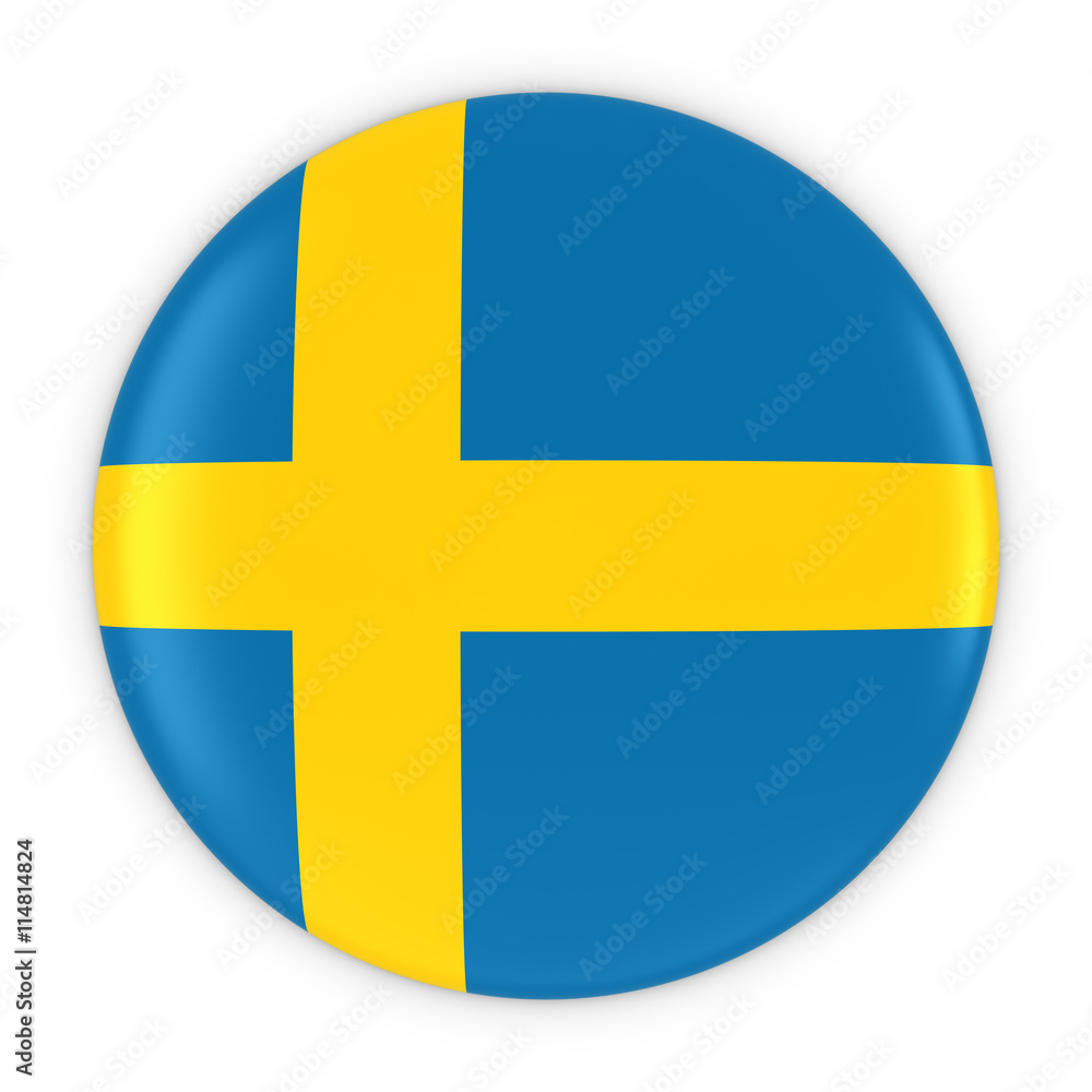 Swedish Flag Button - Flag of Sweden Badge 3D Illustration Swedish Flag Button - Flag of Sweden Badge 3D Illustration