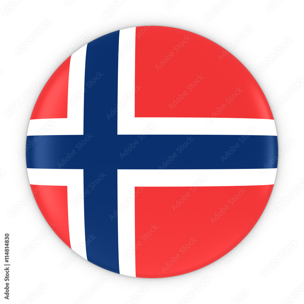 Norwegian Flag Button - Flag of Norway Badge 3D Illustration Norwegian Flag Button - Flag of Norway Badge 3D Illustration