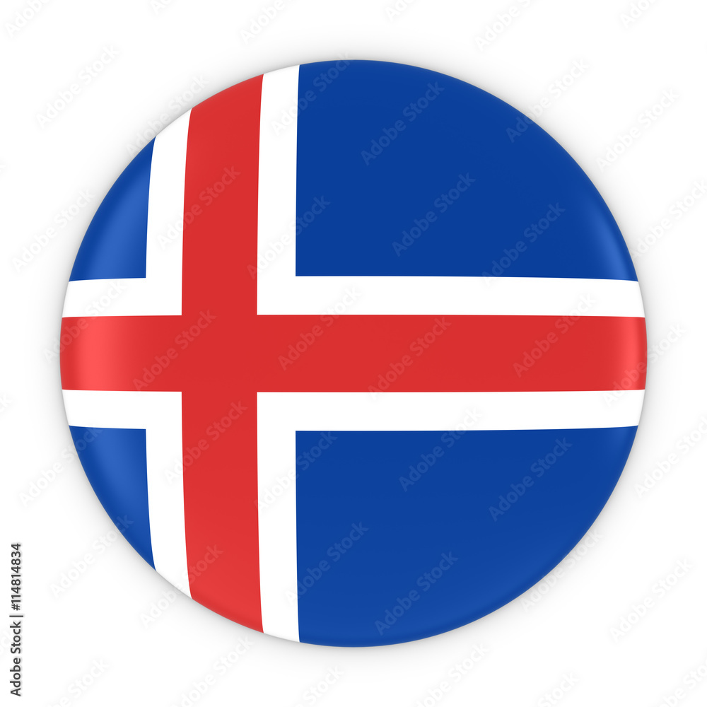 Icelandic Flag Button - Flag of Iceland Badge 3D Illustration Icelandic Flag Button - Flag of Iceland Badge 3D Illustration