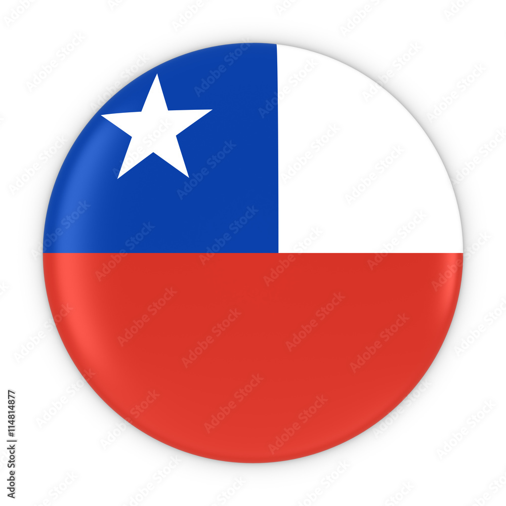 Chilean Flag Button - Flag of Chile Badge 3D Illustration Chilean Flag Button - Flag of Chile Badge 3D Illustration