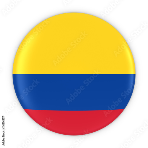 Colombian Flag Button - Flag of Colombia Badge 3D Illustration