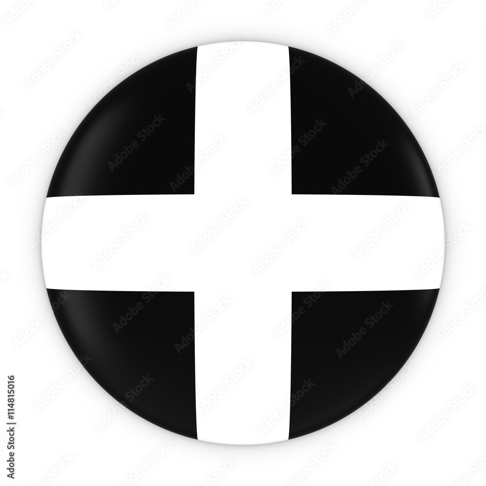 Obraz premium Cornish Flag Button - Flag of Cornwall Badge 3D Illustration