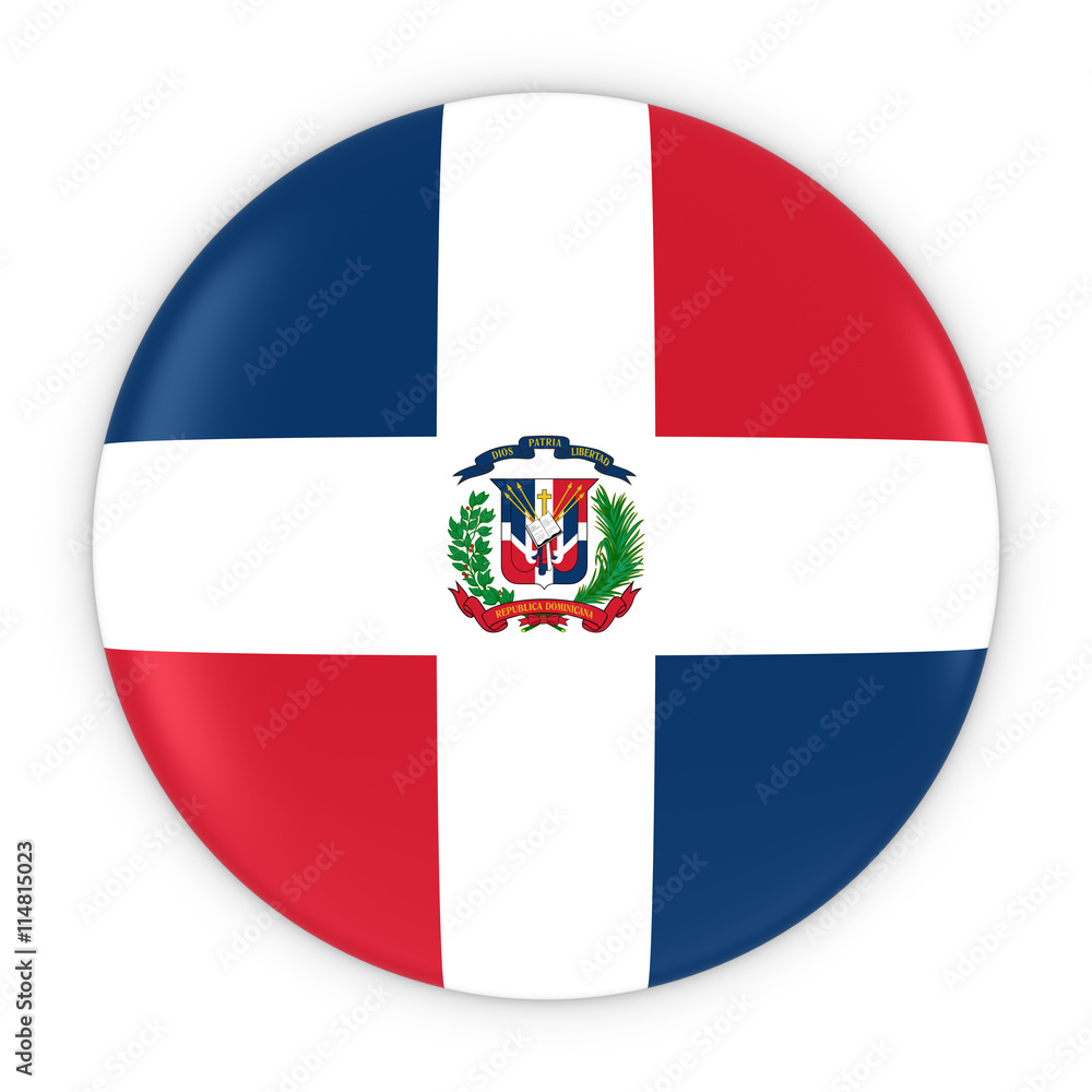 Fototapeta premium Dominican Flag Button - Flag of the Dominican Republic Badge 3D Illustration