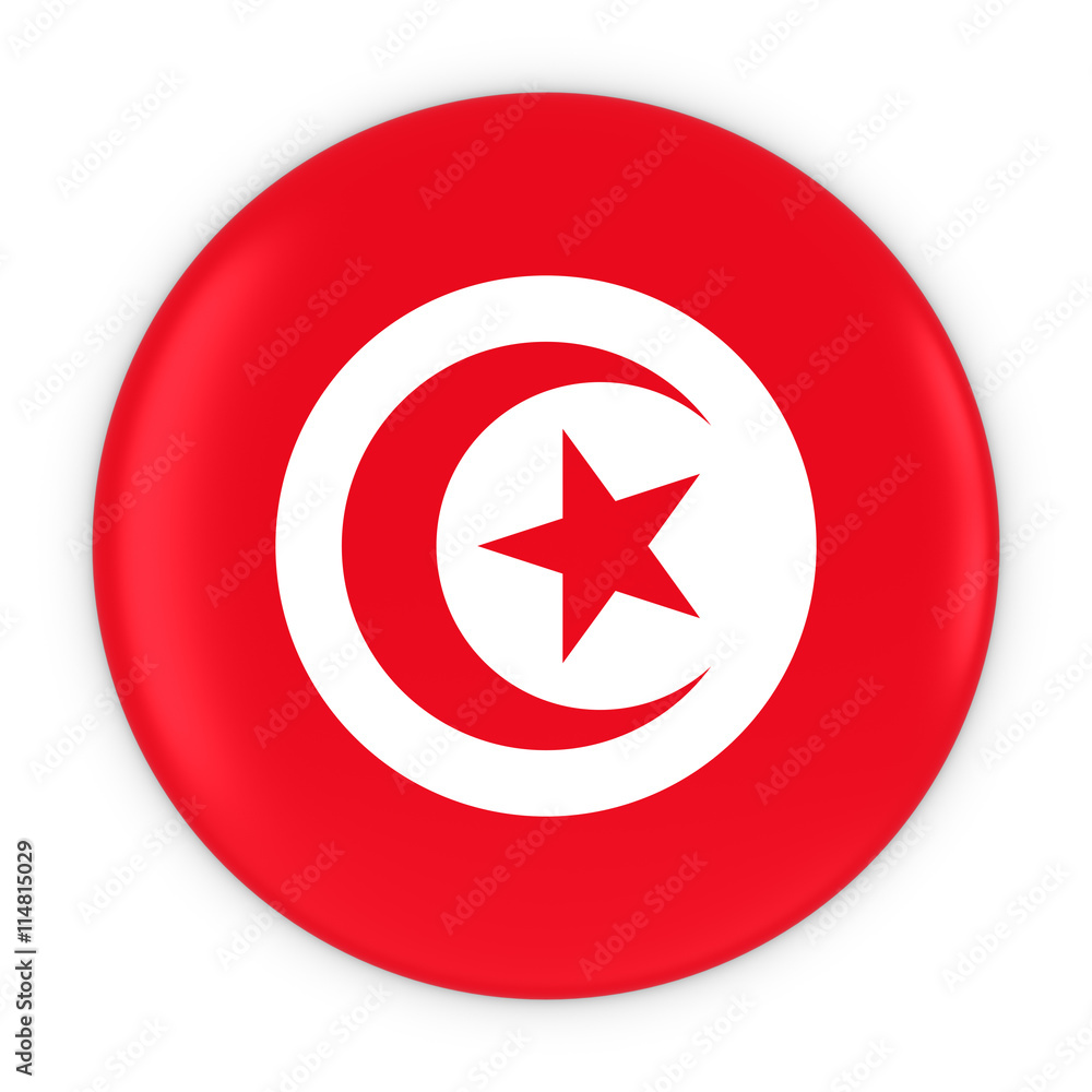 Tunisian Flag Button - Flag of Tunisia Badge 3D Illustration Tunisian Flag Button - Flag of Tunisia Badge 3D Illustration