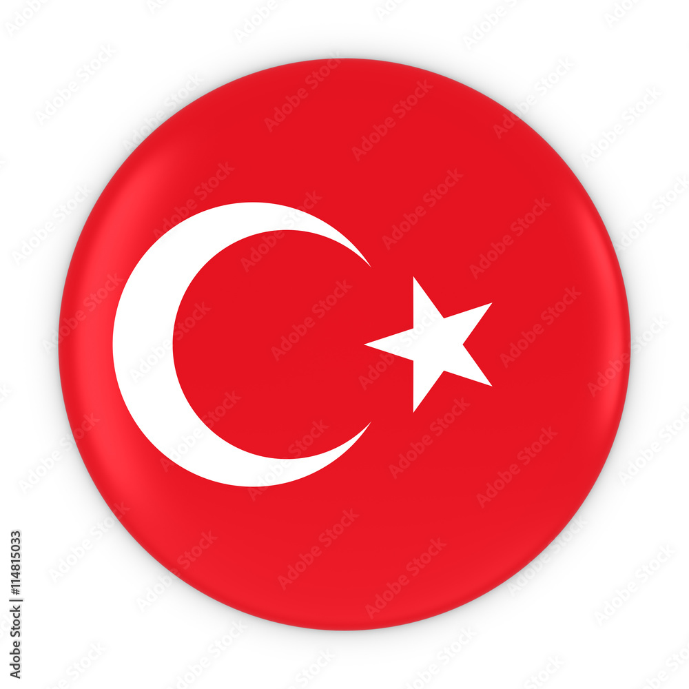 Turkish Flag Button - Flag of Turkey Badge 3D Illustration Turkish Flag Button - Flag of Turkey Badge 3D Illustration