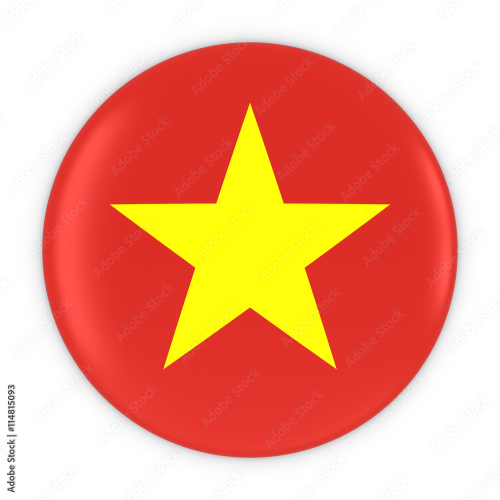 Vietnamese Flag Button - Flag of Vietnam Badge 3D Illustration Vietnamese Flag Button - Flag of Vietnam Badge 3D Illustration