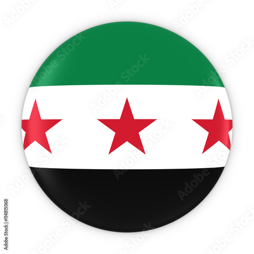 Free Download Syrian Opposition Flag Button - Flag of Syria Badge 3D Illustration - GFXLoad
