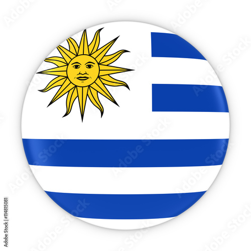 Uruguayan Flag Button - Flag of Uruguay Badge 3D Illustration