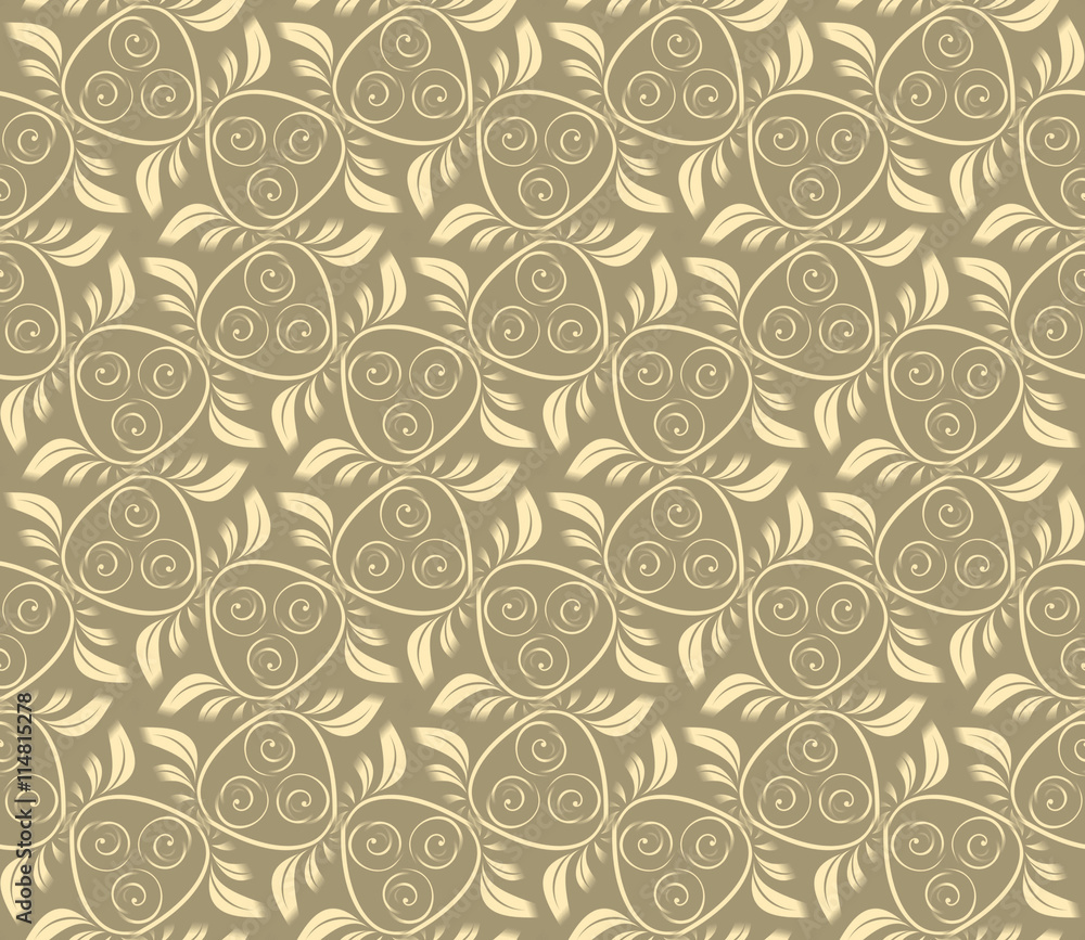 Seamless abstract vegetable pattern, beige sand
