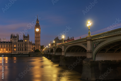   Big Ben and Houses of parliament at dusk blue hour   London  UK 