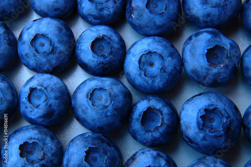 closeup of a bunch of fresh and delicate blueberries photo