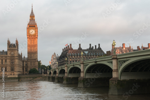 Sunrise painting Big Ben Clock Tower and Parliament house at city of westminster  London England UK