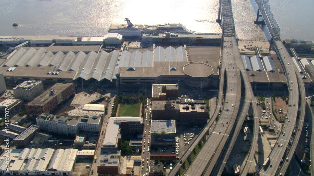 High flight past New Orleans Convention Center. Shot in 2007. High flight past New Orleans Convention Center. Shot in 2007.