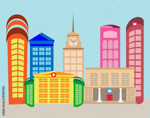 Vector design of urban landscape of houses and life style