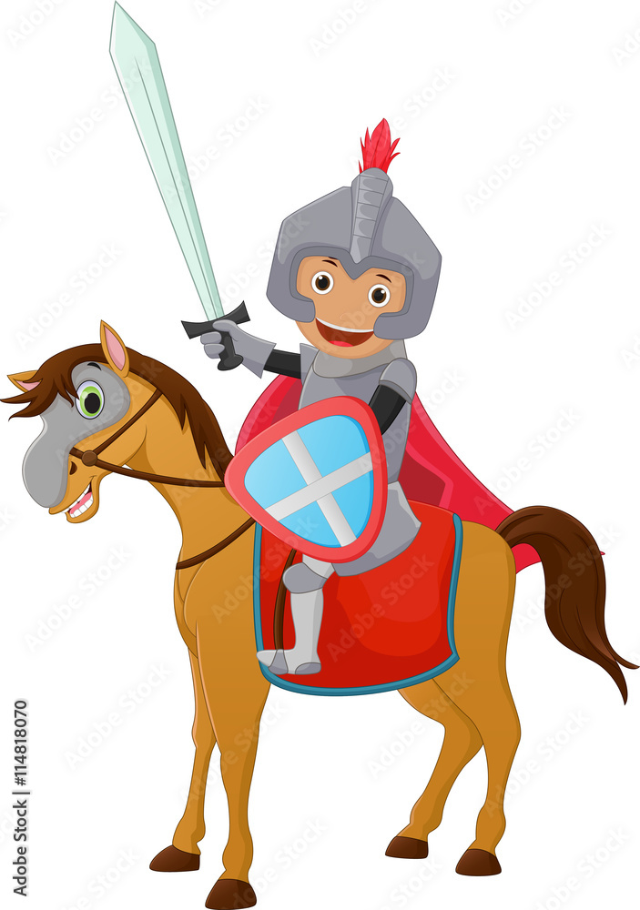 illustration of Brave Knight riding on a horse illustration of Brave Knight riding on a horse