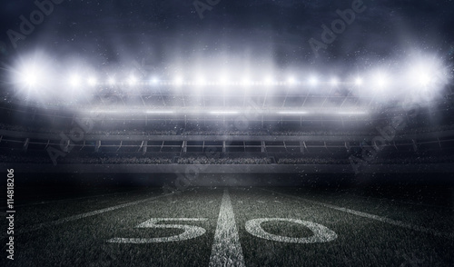 Fototapeta Futbol amerykański stadion w światłach i błyskach