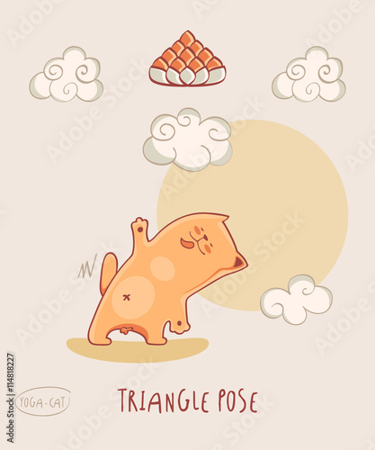 Red Yoga Cat in triangle pose