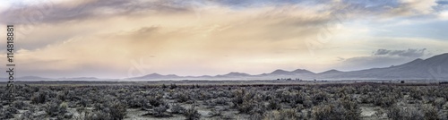 Sunrise in Nevada desert panorama