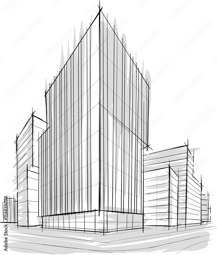 Fototapeta premium Architectural Sketches. Sketch style