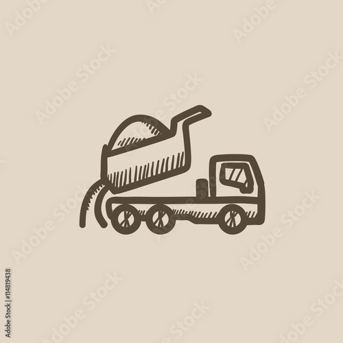Dump truck sketch icon.