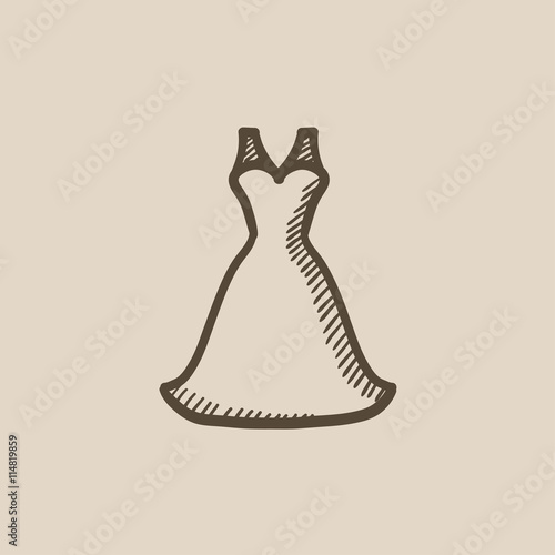 Wedding dress sketch icon.