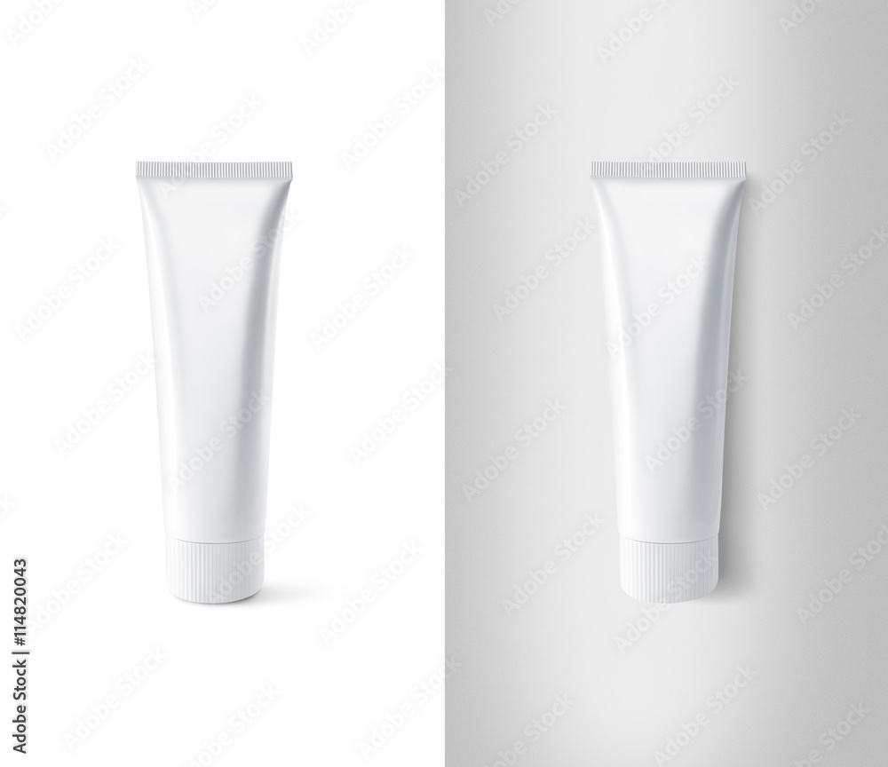 Blank white toothpaste tube design mockup set, isolated, clipping path ...