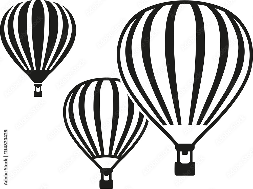 Fototapeta premium Three flying hot air balloons