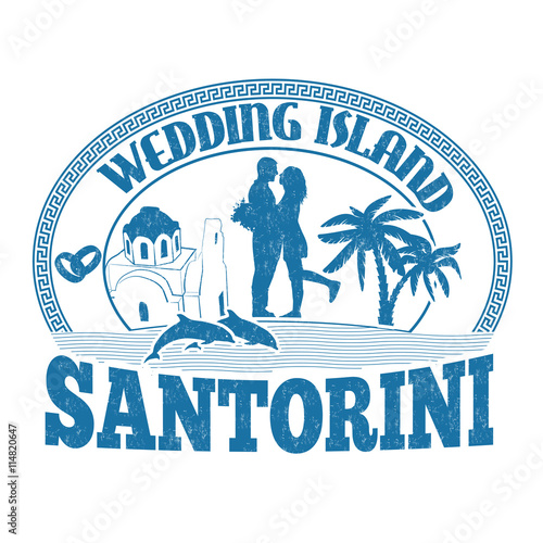 Wedding Island, Santorini, stamp or label