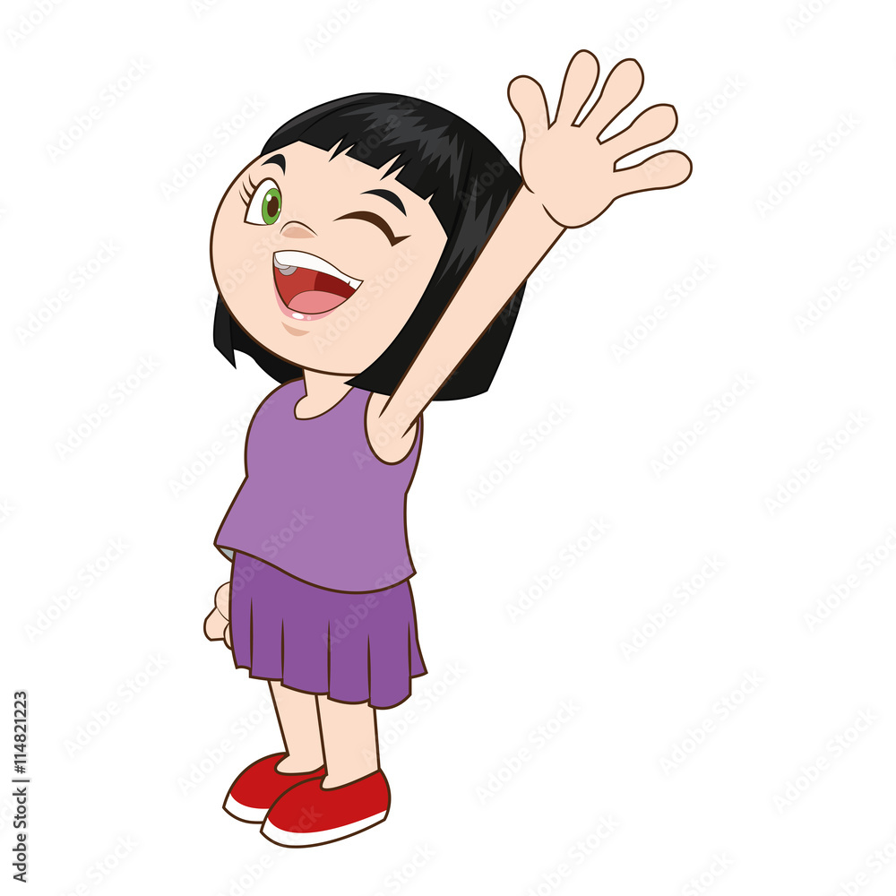 little girl smiling and waving icon Stock Vector | Adobe Stock