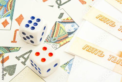 background of money, dices and cards