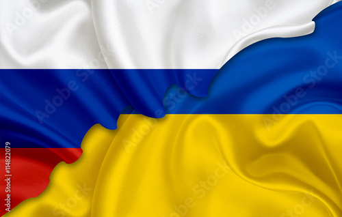 Flag of Russia and flag of Ukraine