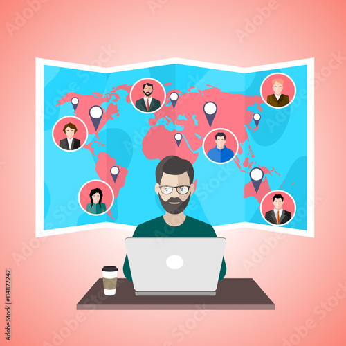 male freelancer working remotely with clients