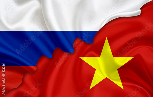 Flag of Russia and flag of Vietnam