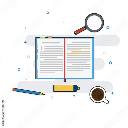 Book view from top with flat outline design