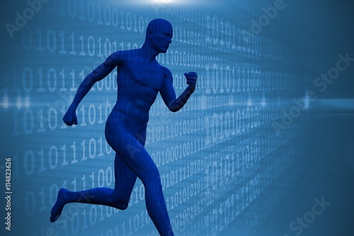 Composite image of blue character running © vectorfusionart