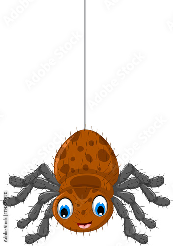funny brown spider cartoon posing
