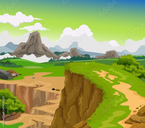 Fotografia, Obraz beauty cliff with mountain landscape background
