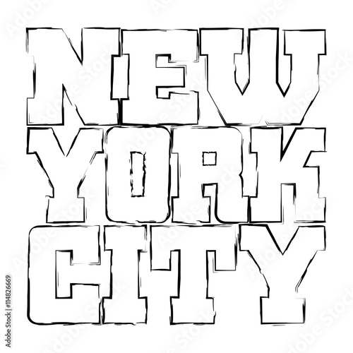 T shirt typography graphics New York. Athletic style NYC. Fashion american stylish print for sports wear. Black grunge emblem. Template for apparel, card, poster. Symbol big city. Vector illustration