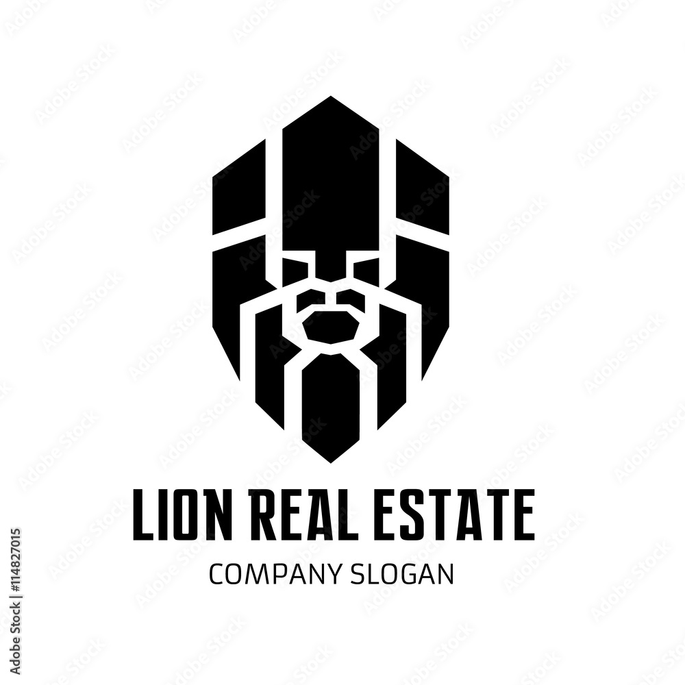 Lion real estate logo, Brand identity with Lion head symbol. Stock Vector Adobe Stock