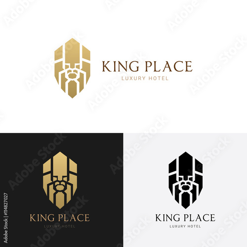 Fototapeta Naklejka Na Ścianę i Meble -  King Place logo, Brand identity with Lion head symbol.