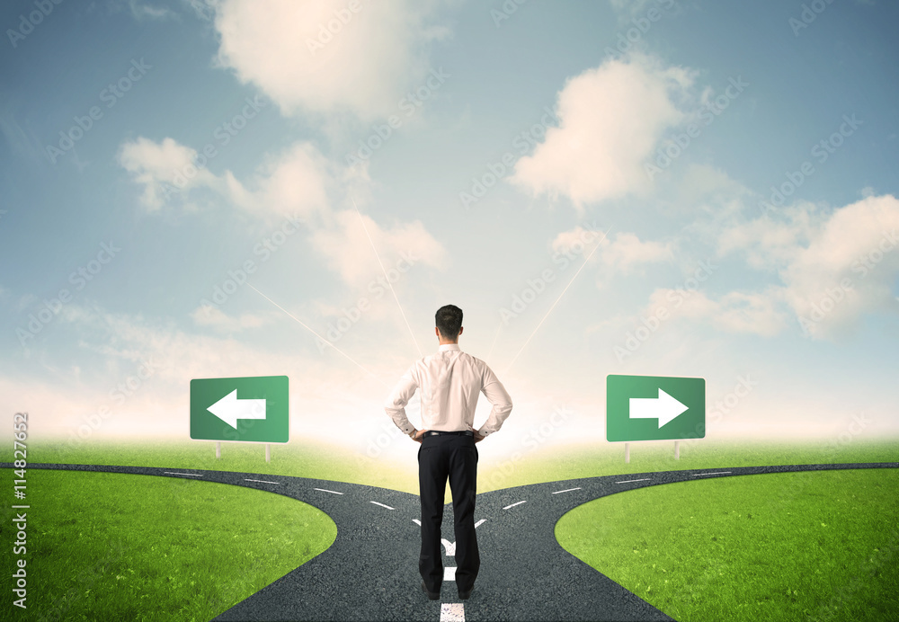 Businessman in front of a choice Businessman in front of a choice