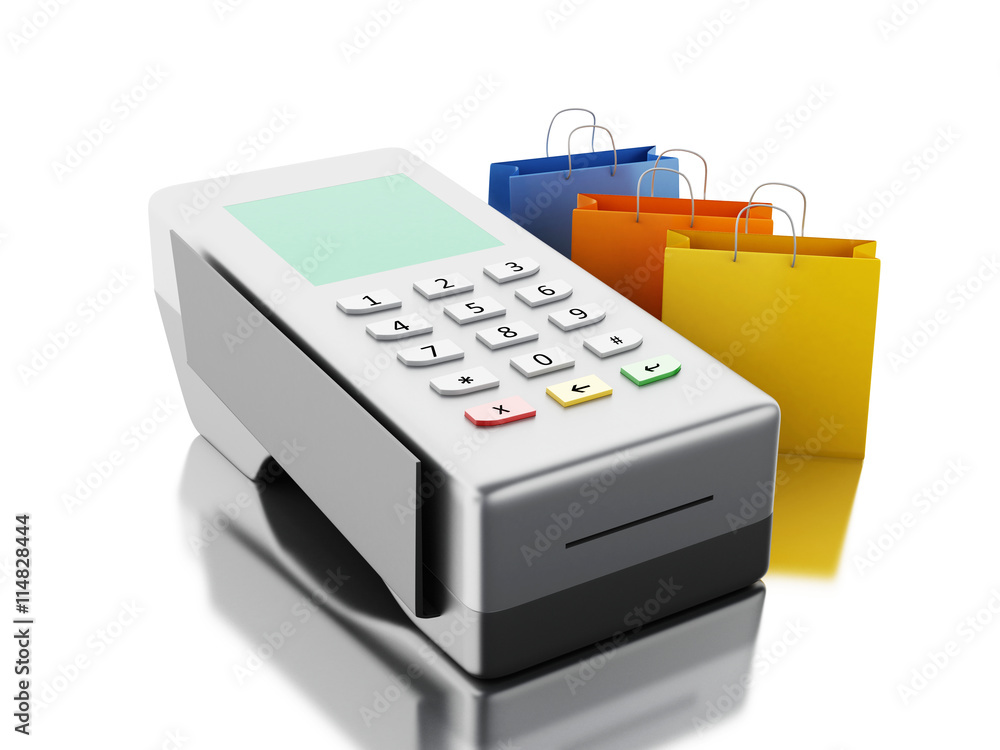 3d Card reader with shopping bags. 3d Card reader with shopping bags.