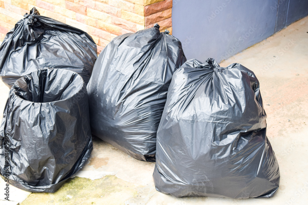 black garbage bags