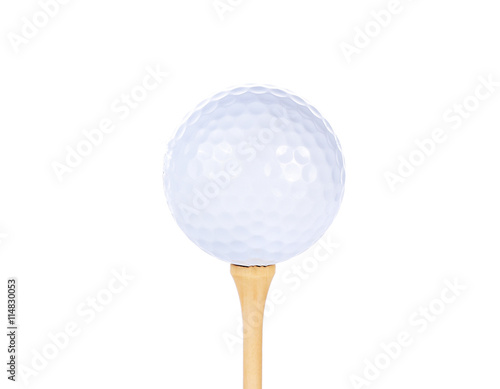 Golf ball on tee white background